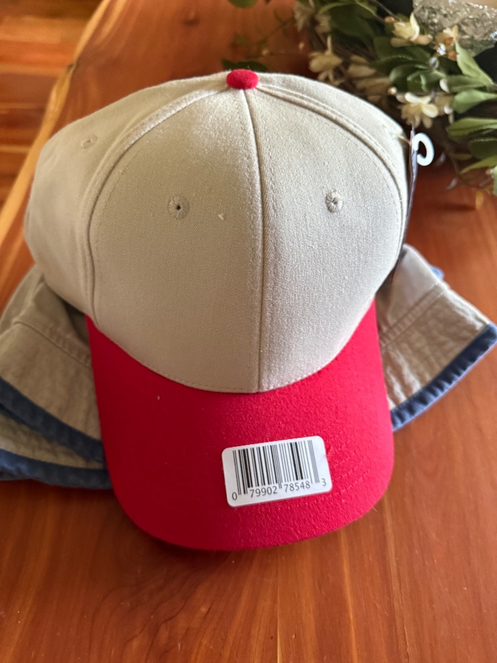 Baseball caps red and tan NWT lot of 2